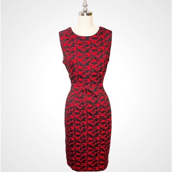 Calvin Klein Dresses & Skirts - Calvin Klein Black & Red Woven Sheath Dress 8 Medium